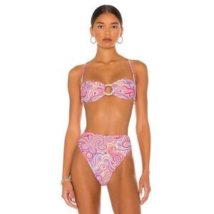 House of Harlow 1960 Isra Bikini Set Medium Retro Swirl Print Pink
